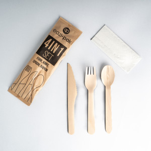 EP WOODEN FORK, KNIFE NAPKIN SET X 500