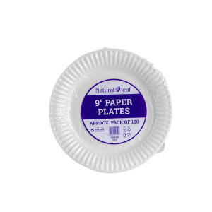 9" WHITE PAPER PLATES 10 X 100