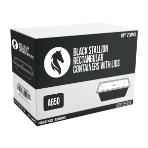 BLACK STALLION CONTAINER & LID 650ML X 200